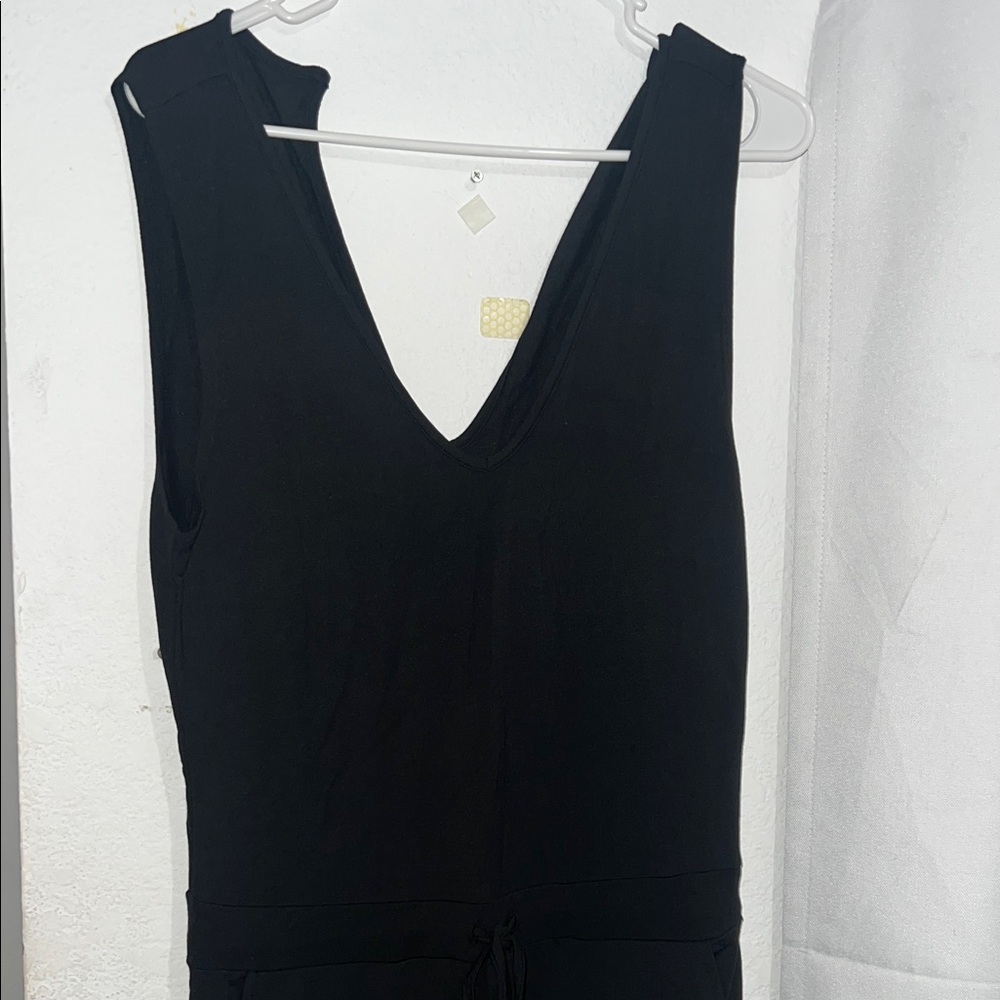Quince Black V-Neck Sleeveless Jumpsuit